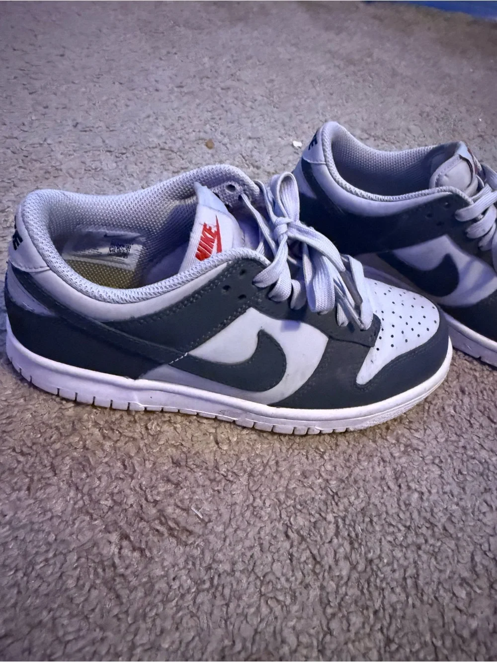 Nike Kids Grey, White & Red Low-Top Sneakers